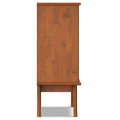 Draper 36 inch Wide Solid Wood Mid Century Entryway Storage Cabinet in Teak Brown