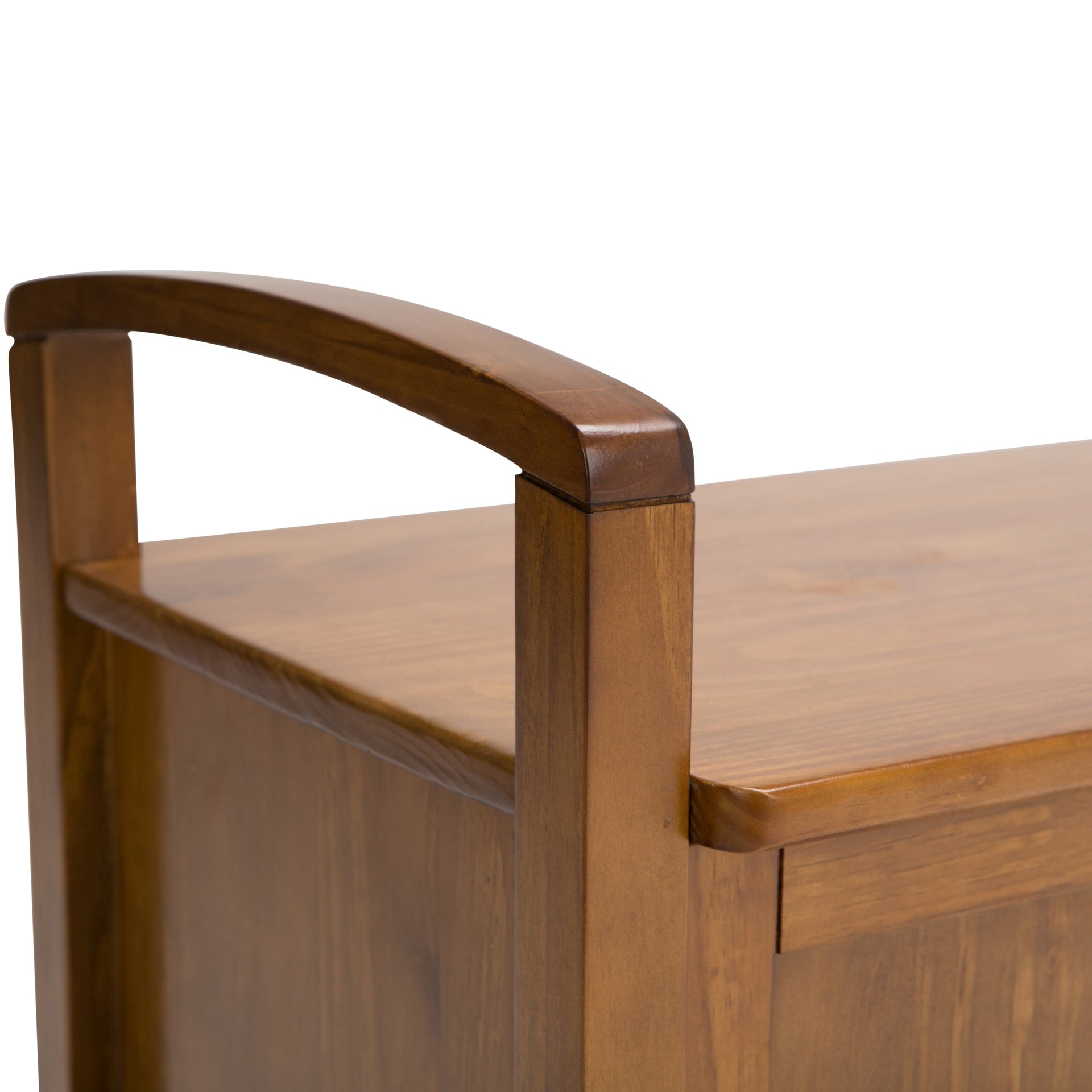 Warm Shaker 44 inch Wide Solid Wood Entryway Storage Bench in Light Golden Brown
