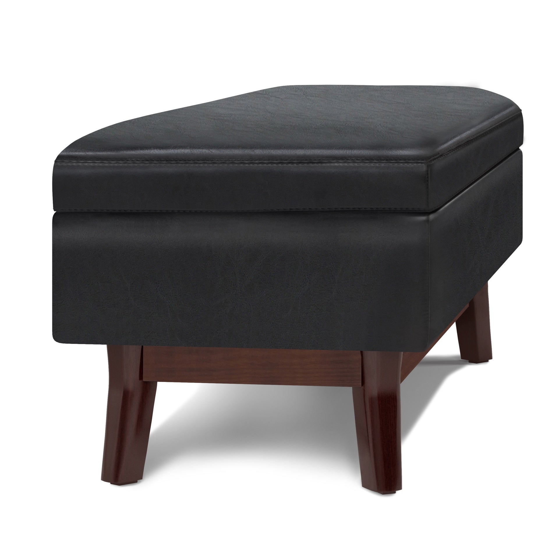Owen 48 inch Wide Rectangular Storage Ottoman in Midnight Black Vegan Leather