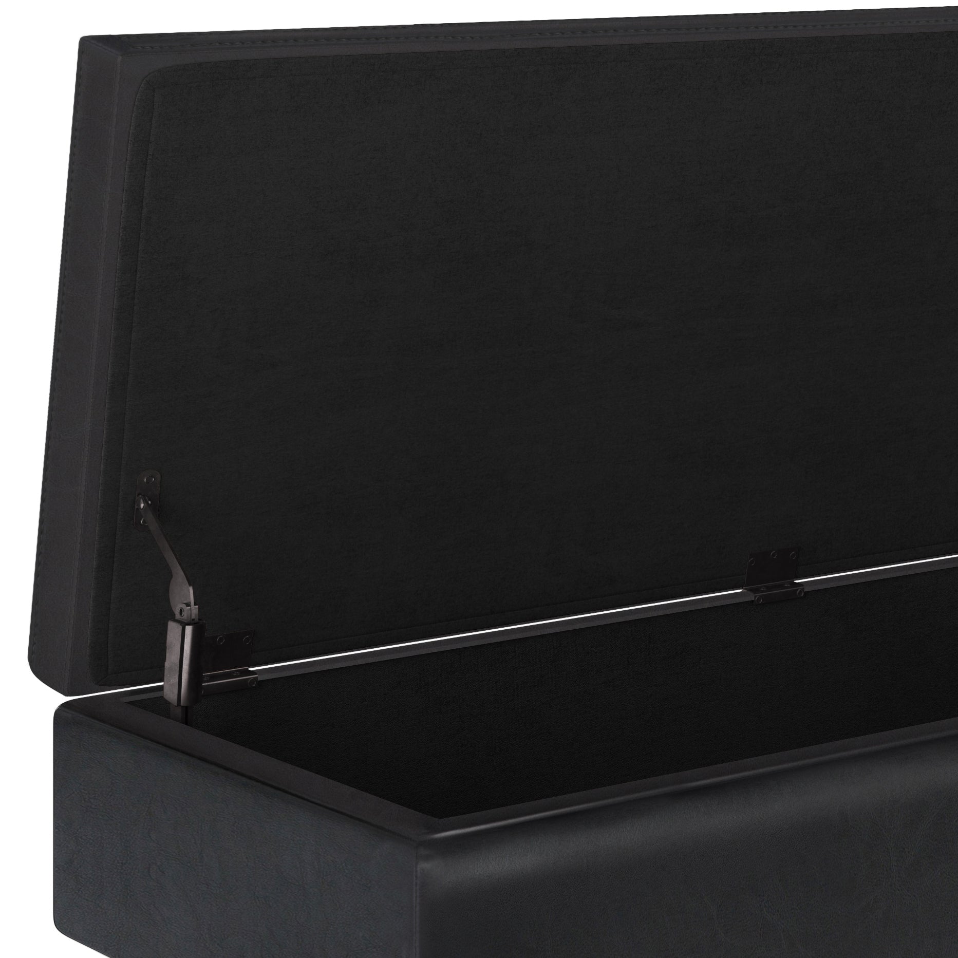 Owen 48 inch Wide Rectangular Storage Ottoman in Midnight Black Vegan Leather