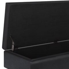 Owen 48 inch Wide Rectangular Storage Ottoman in Midnight Black Vegan Leather