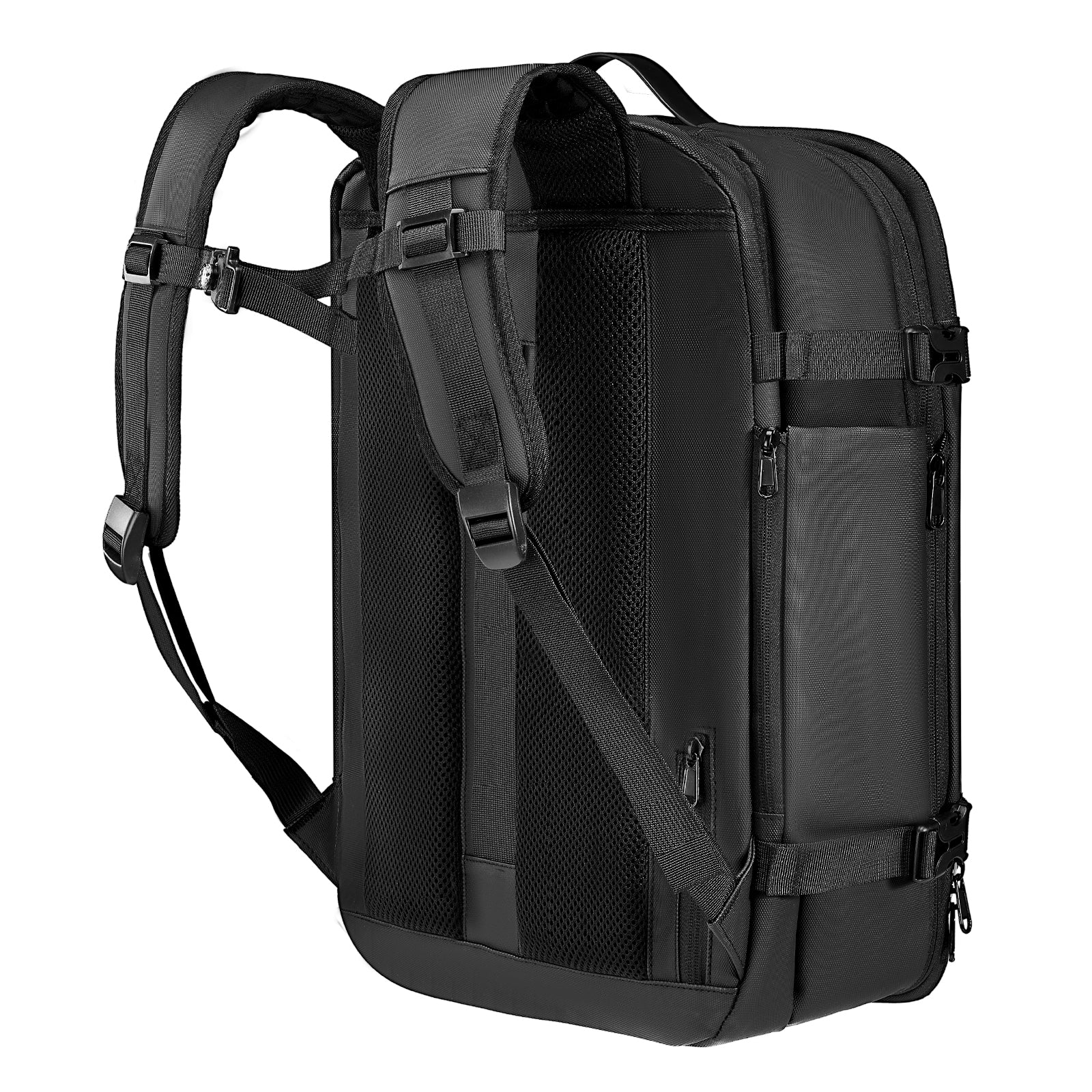 Vacuum Travel Backpack, 65L, Expandable Vacuum Seal Compression Travel Backpack, with TSA-Approved Lock, Multiple Pockets Compartments, Water-Resistant Carry-On Suitcase Luggage, No Pump, Black