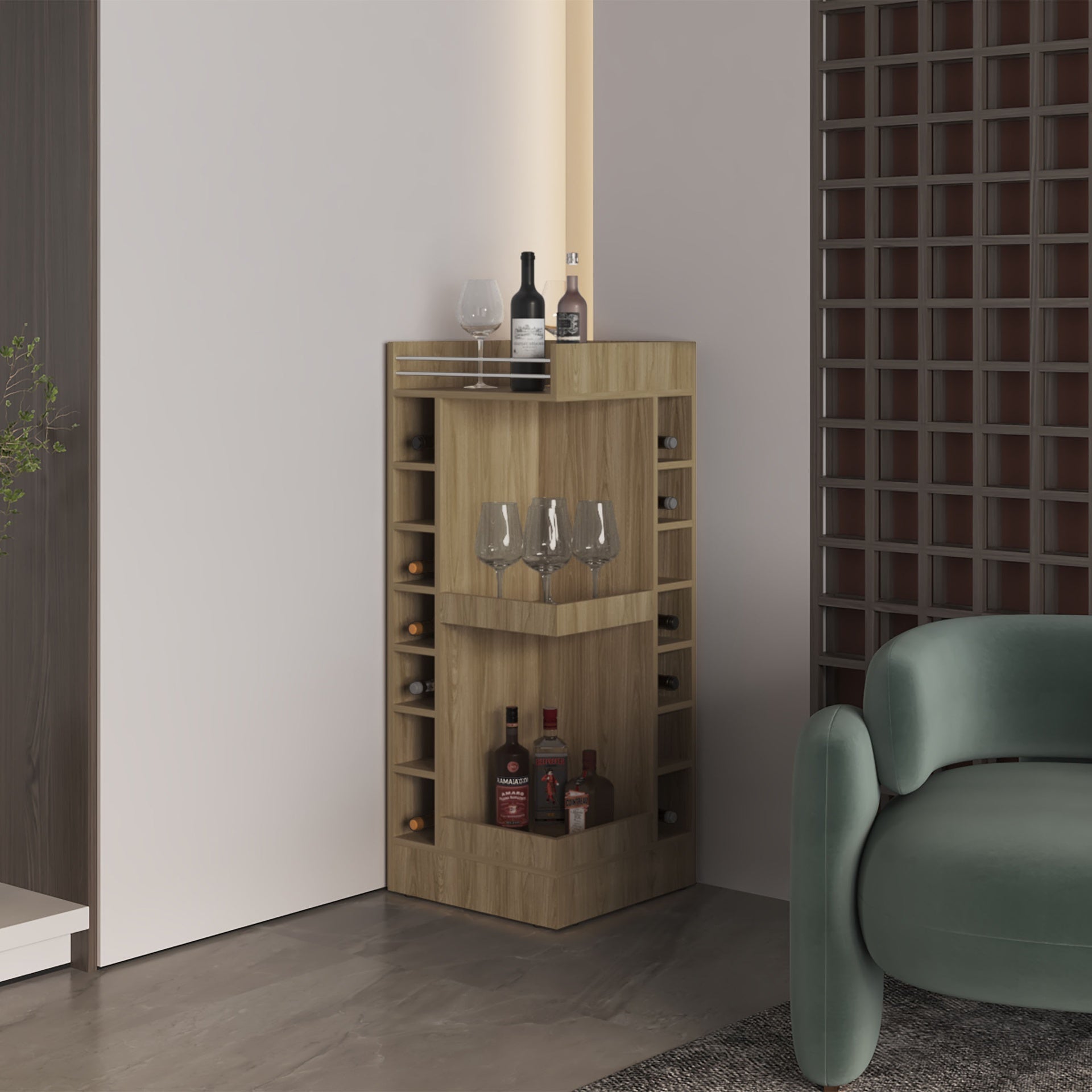 Bar Cabinet, 16 Shelves