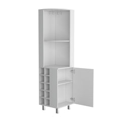 Corner Bar Single Door Cabinet Two Shelves, Ten Built-in Wine Rack, Two Interior Shelves