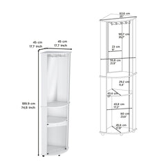 Corner Bar Cabinet Unit with Wine Glass Rack and Lower Cabinet, White