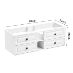 60" Wall Hung Bathroom Vanity Cabinet Fits Double Sinks, Cabinet Only (Countertop and Sinks Not Included)