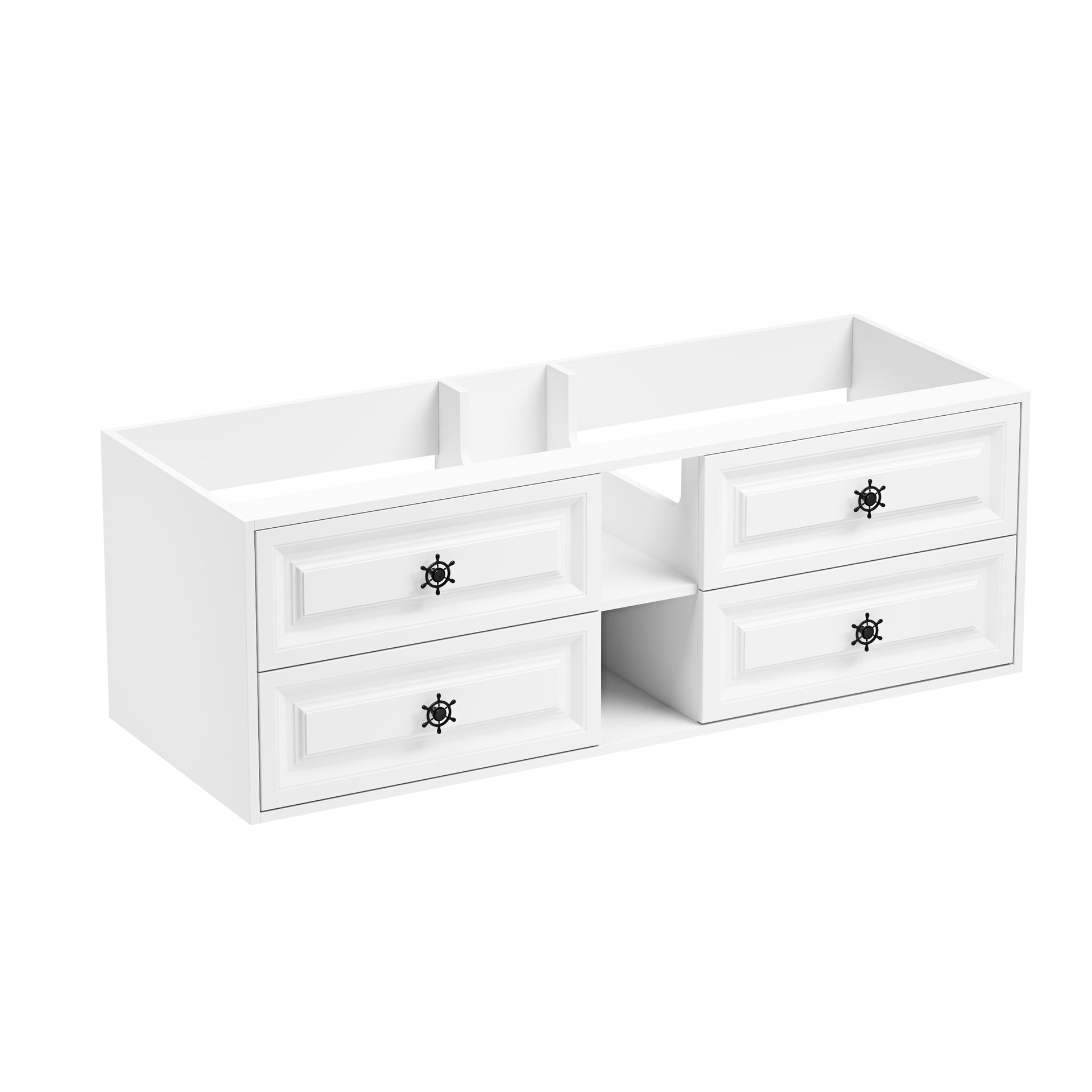 60" Wall Hung Bathroom Vanity Cabinet Fits Double Sinks, Cabinet Only (Countertop and Sinks Not Included)