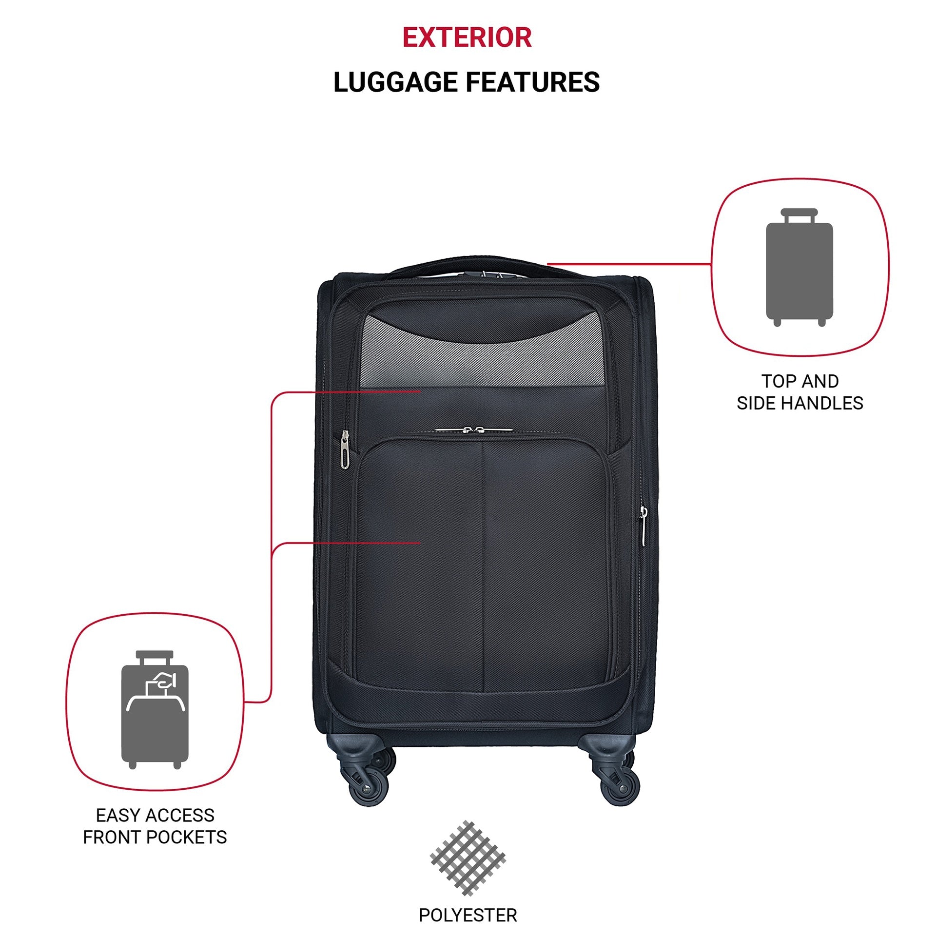 (20+24) Two-piece suitcase suitcase set Oxford trolley case without password lock universal wheel BLACK
