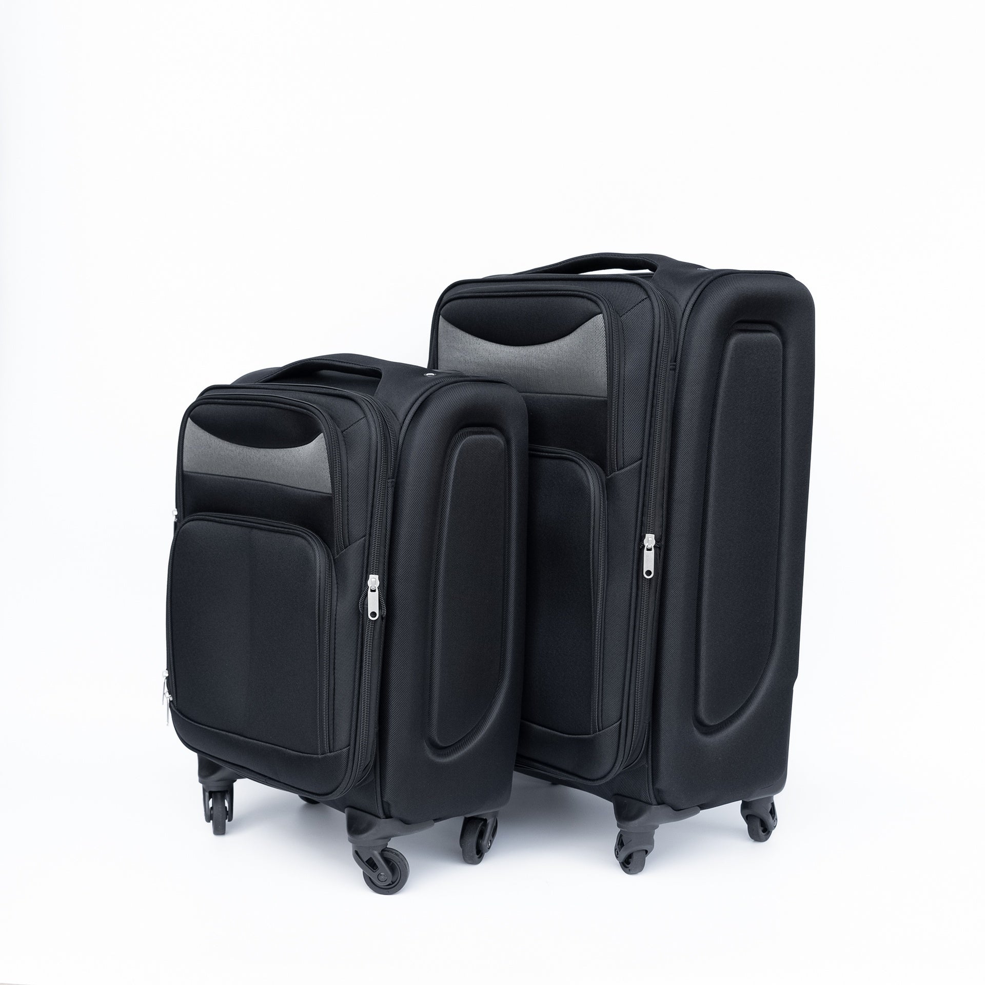 (20+24) Two-piece suitcase suitcase set Oxford trolley case without password lock universal wheel BLACK