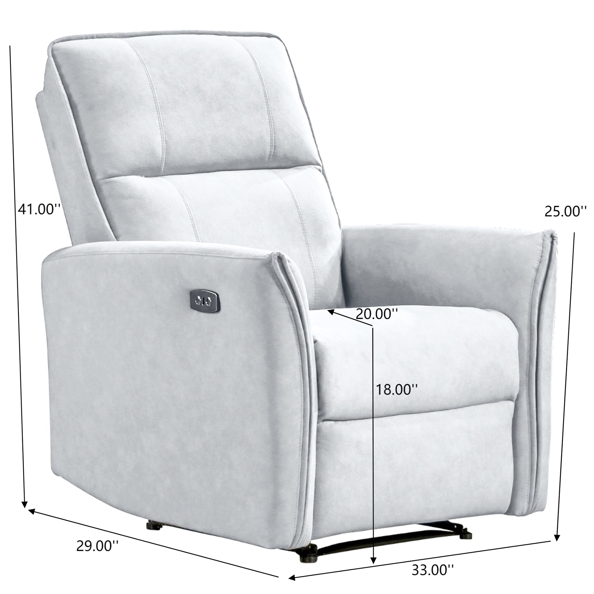 Top Quality Asheville Mid-Century Modern Recliner Chair with Infinite Position Design in Light Gray Italian Suede 41" H x 33" W x 29"D for living Room Apartment Study Room Office