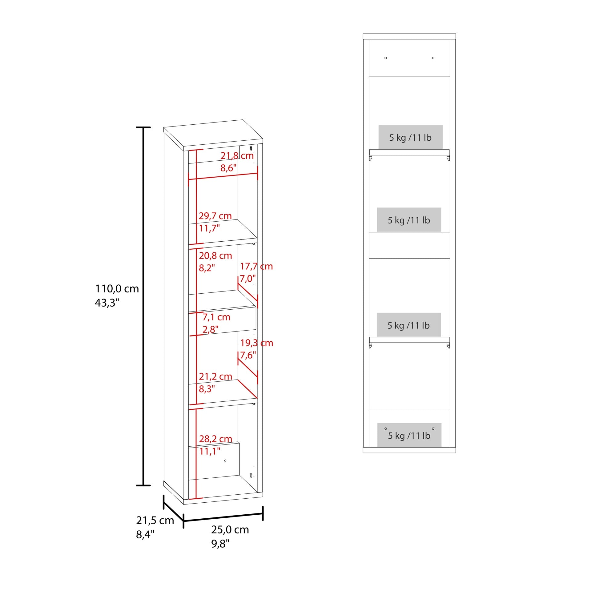 Bathroom Cabinet, 2 Doors, 4 Shelves, White