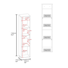 Bathroom Cabinet, 2 Doors, 4 Shelves, White