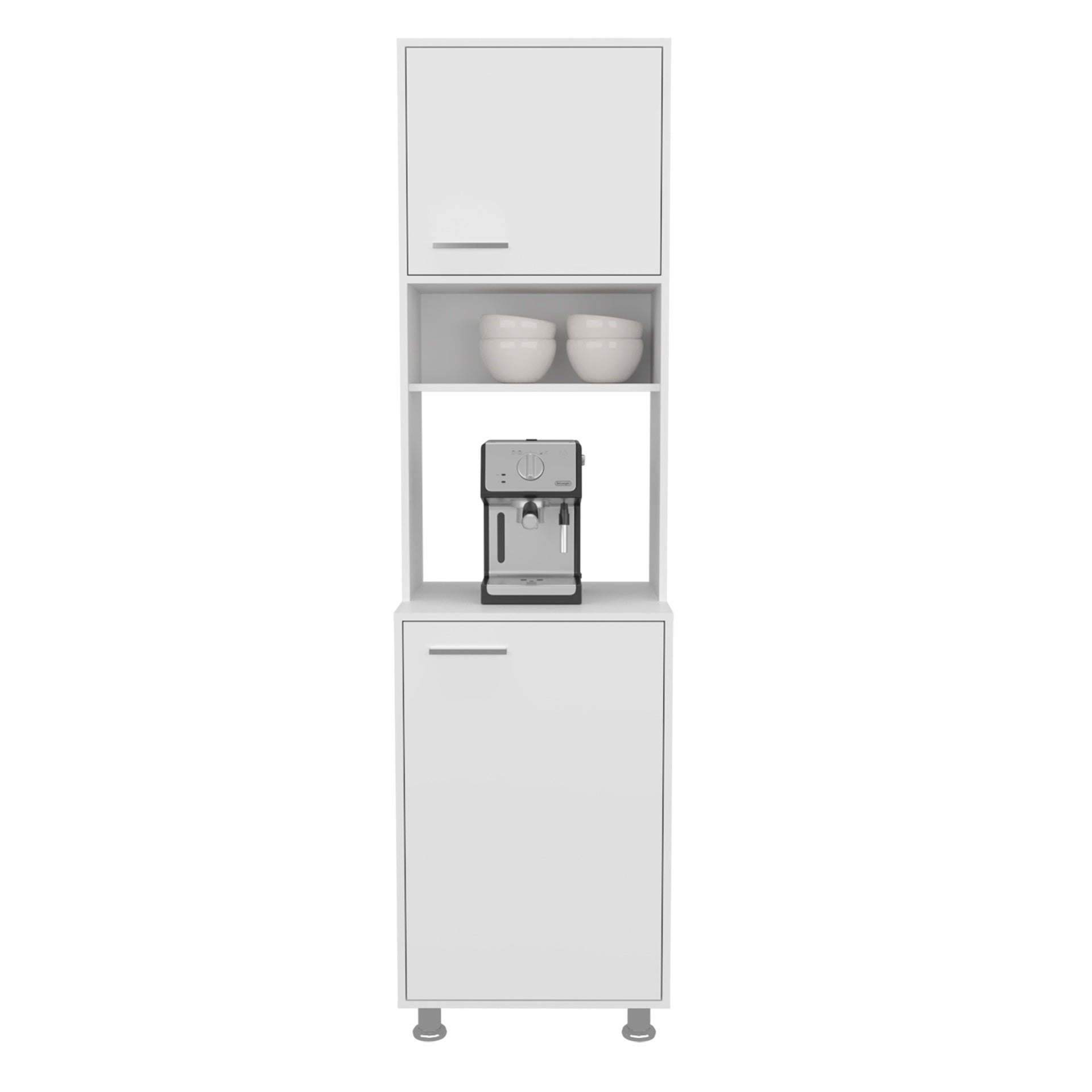 Kitchen Pantry, 2 Doors, 4 Legs, 5 Shelves, White