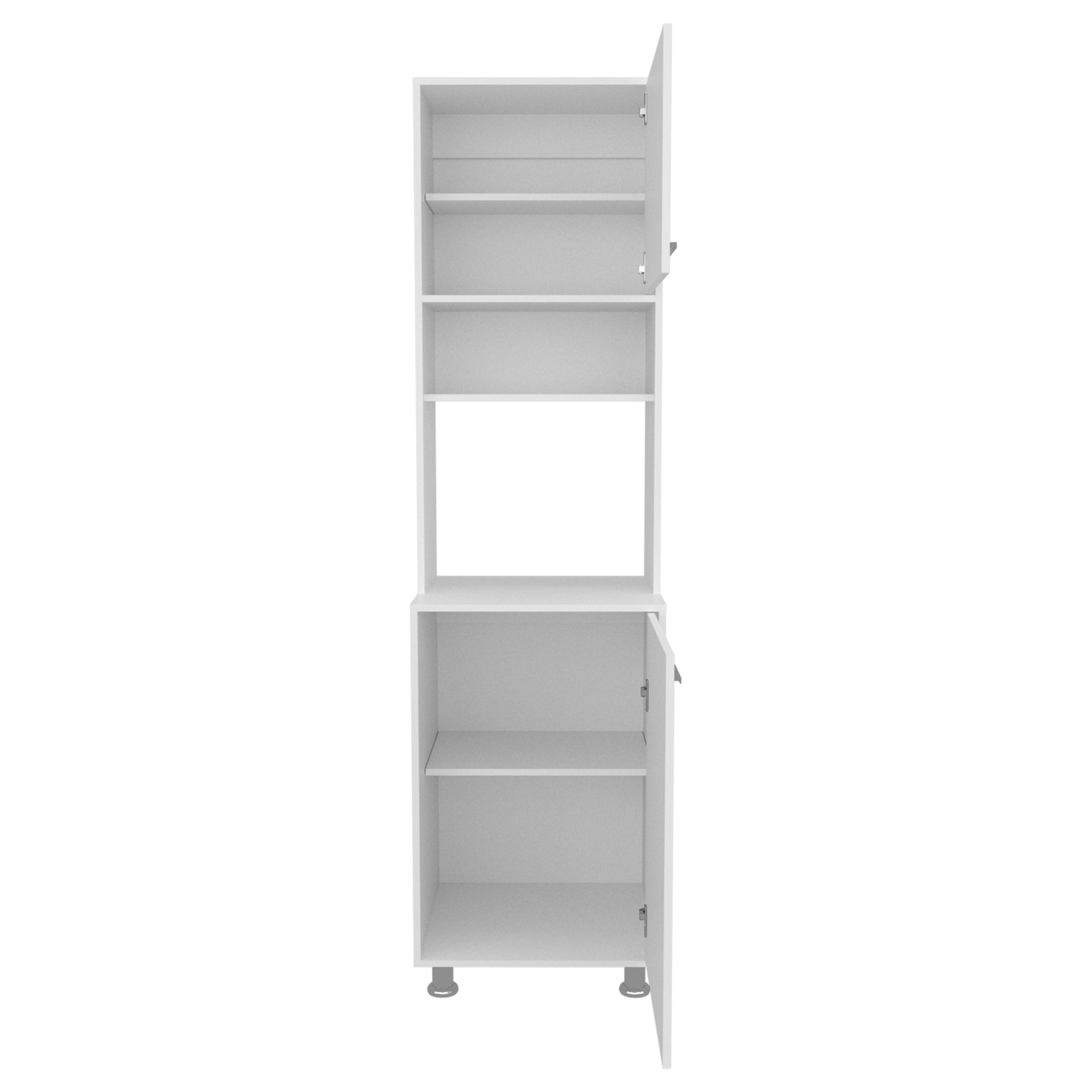 Kitchen Pantry, 2 Doors, 4 Legs, 5 Shelves, White