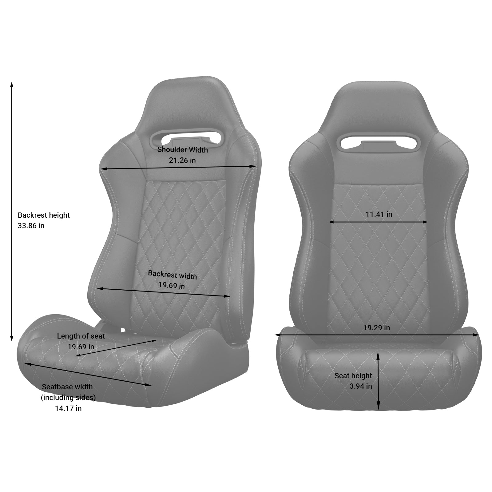 2PC Universal Racing Seats Stitch PVC Leather Reclinable Carbon Look Leather Back With Adjustor Slider(Not Including Seat Bracket ) 1 box of 2 pieces