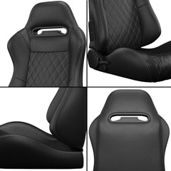2PC Universal Racing Seats Stitch PVC Leather Reclinable Carbon Look Leather Back With Adjustor Slider(Not Including Seat Bracket ) 1 box of 2 pieces