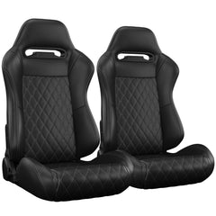 2PC Universal Racing Seats Stitch PVC Leather Reclinable Carbon Look Leather Back With Adjustor Slider(Not Including Seat Bracket ) 1 box of 2 pieces