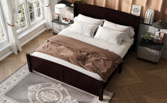 King Size Platform Bed, Solid Wood Platform Bed with Support Slats and Strong Structure, No Box Spring Needed, Espresso