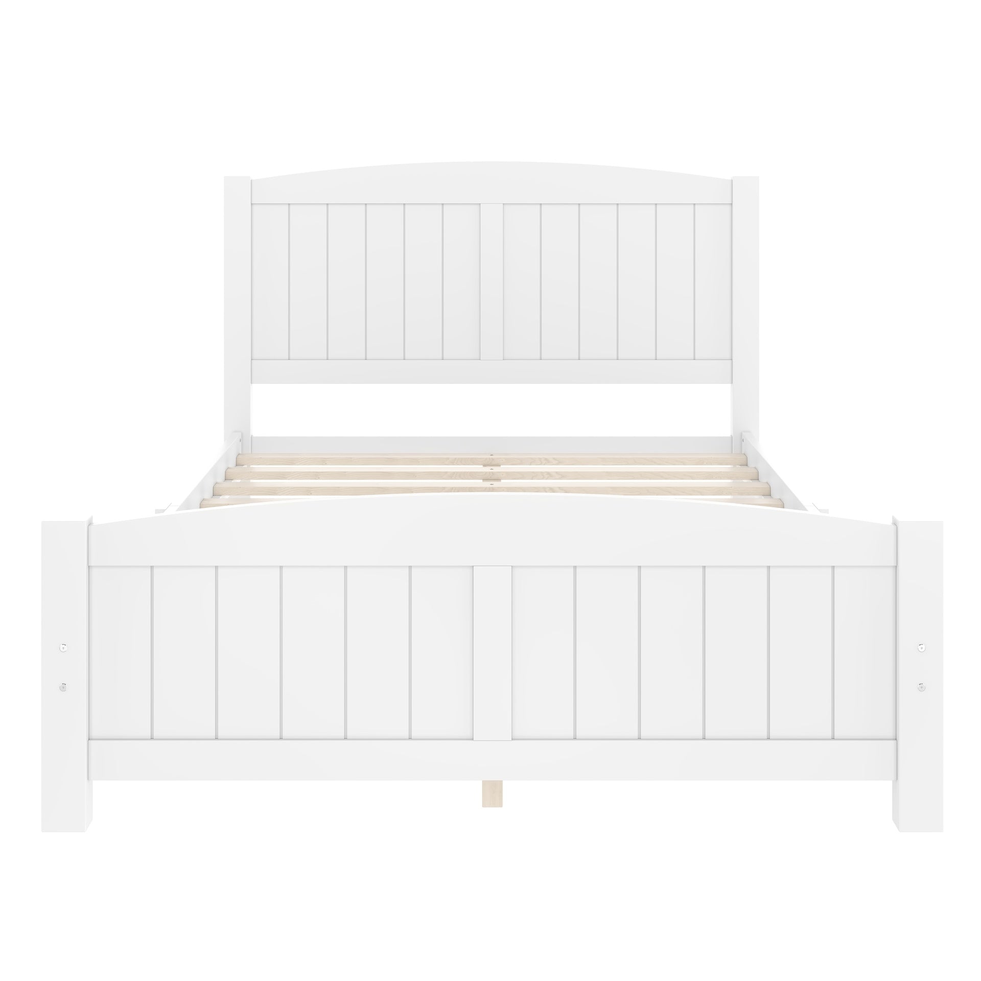Full Size Platform Bed, Solid Wood Platform Bed with Support Slats and Strong Structure, No Box Spring Needed, White