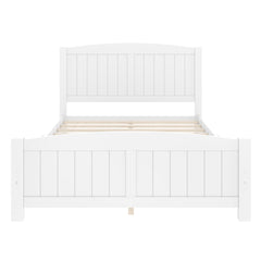 Full Size Platform Bed, Solid Wood Platform Bed with Support Slats and Strong Structure, No Box Spring Needed, White
