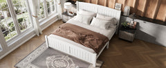 King Size Platform Bed, Solid Wood Platform Bed with Support Slats and Strong Structure, No Box Spring Needed, White