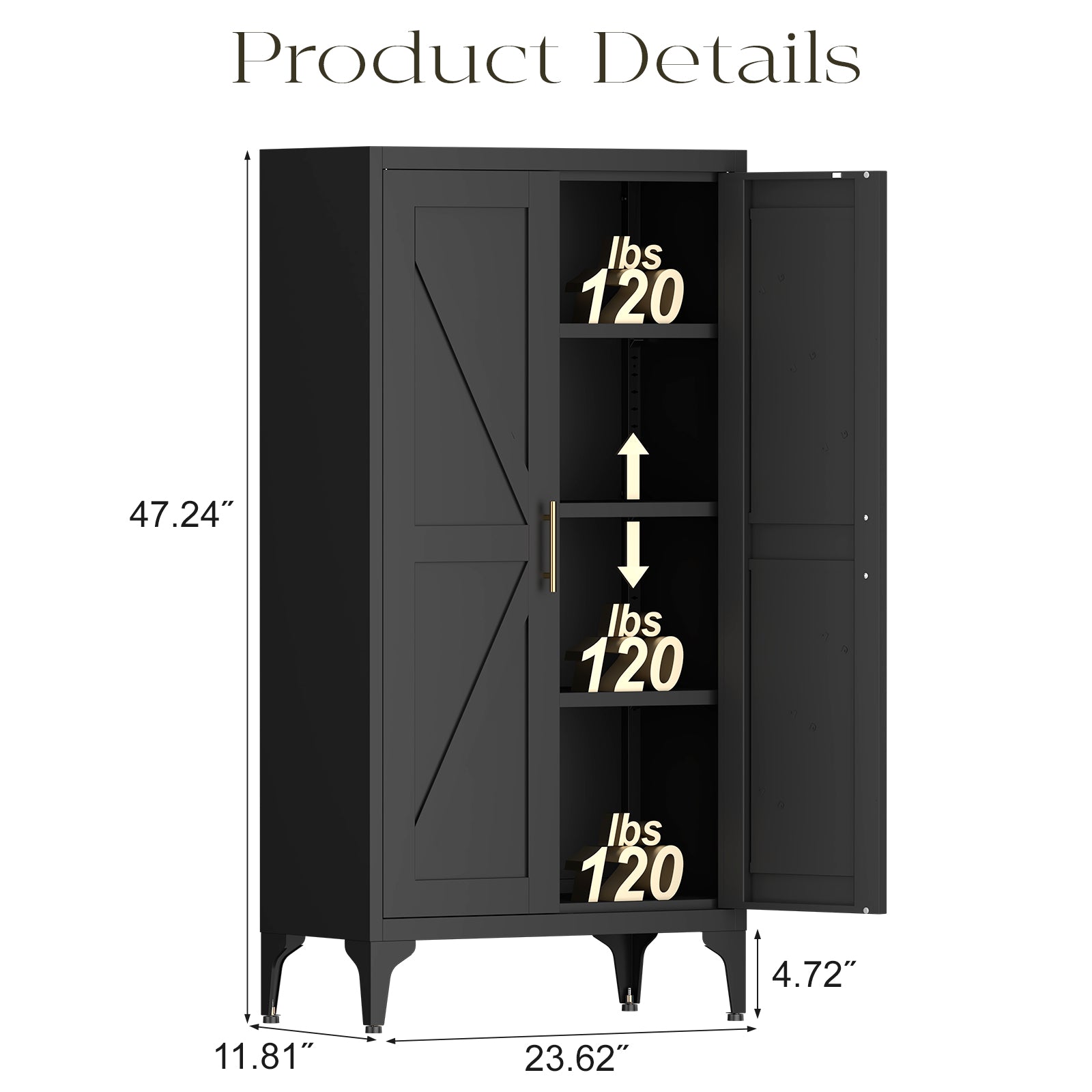 Metal Adjustable 2 Doors Metal Storage Cabinet Kitchen Pantry Cabinet With Adjustable Shelves all Steel Cabinet Locker For Kitchen, Living Room, Dining Room And Office