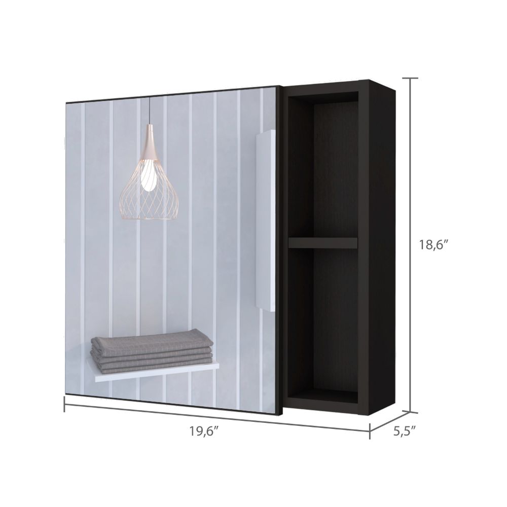 Medicine 18H" Single Door Cabinet, Two External Shelves, Three Interior Shelves , Black