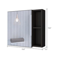 Medicine 18H" Single Door Cabinet, Two External Shelves, Three Interior Shelves , Black
