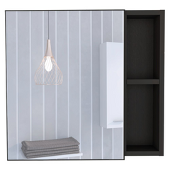 Medicine 18H" Single Door Cabinet, Two External Shelves, Three Interior Shelves , Black