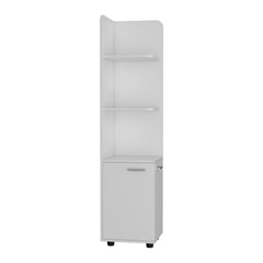 62H" Tall Corner Cabinet with 3-Tier Shelf and 2-Door, White