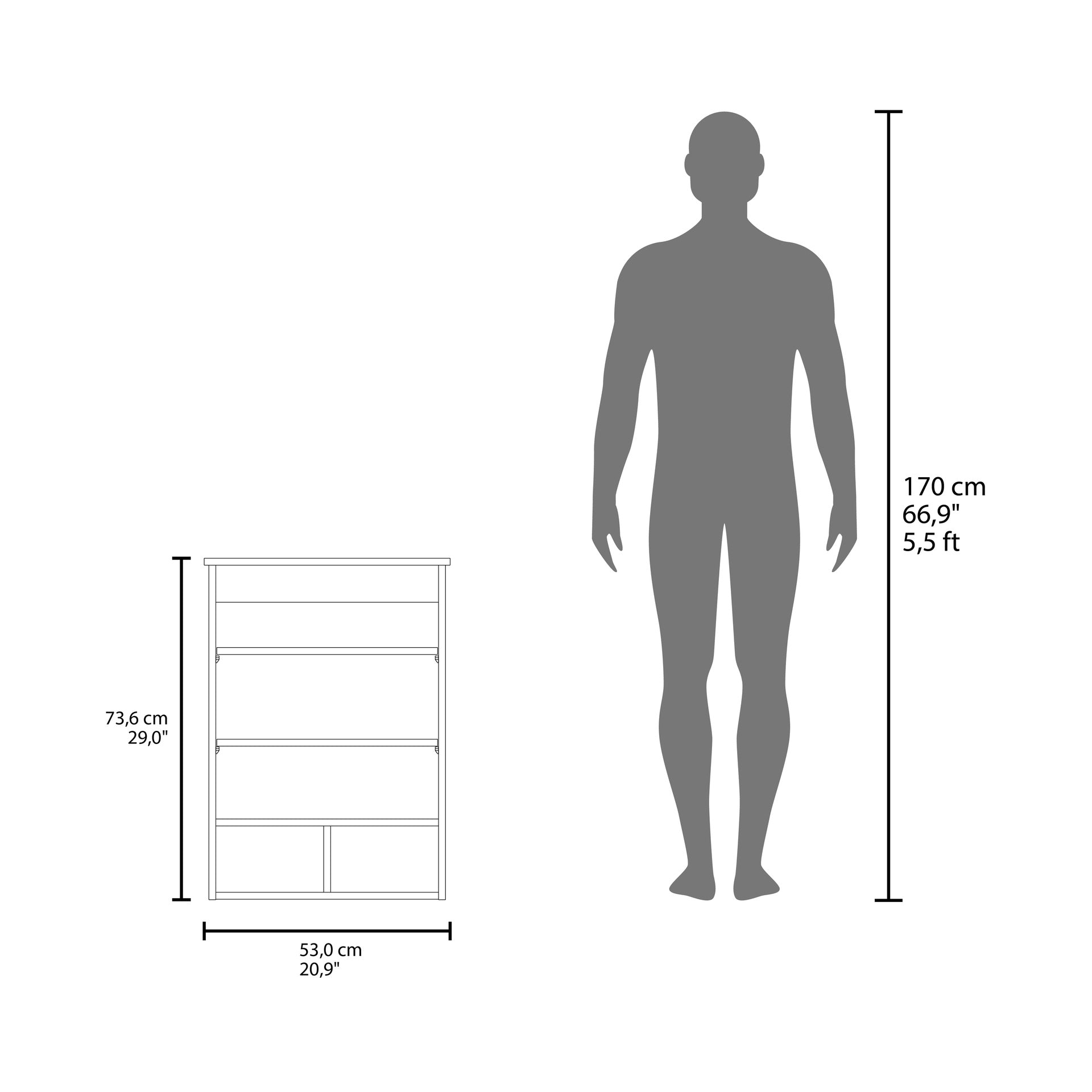 Medicine Cabinet 29" H, with 5 Shelves, 1 Door, and 1 Mirror, White