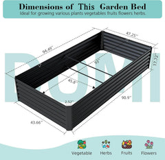 8×4×1.5 ft Galvanized Raised Garden Bed, Outdoor Planter Garden Boxes Large Metal Planter Box for Gardening Vegetables Fruits Flowers, Dark Grey