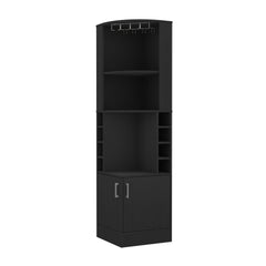 Corner Bar Cabinet, Double Door Cabinet, Glass Rack, Eight Built-in Wine Rack, Black