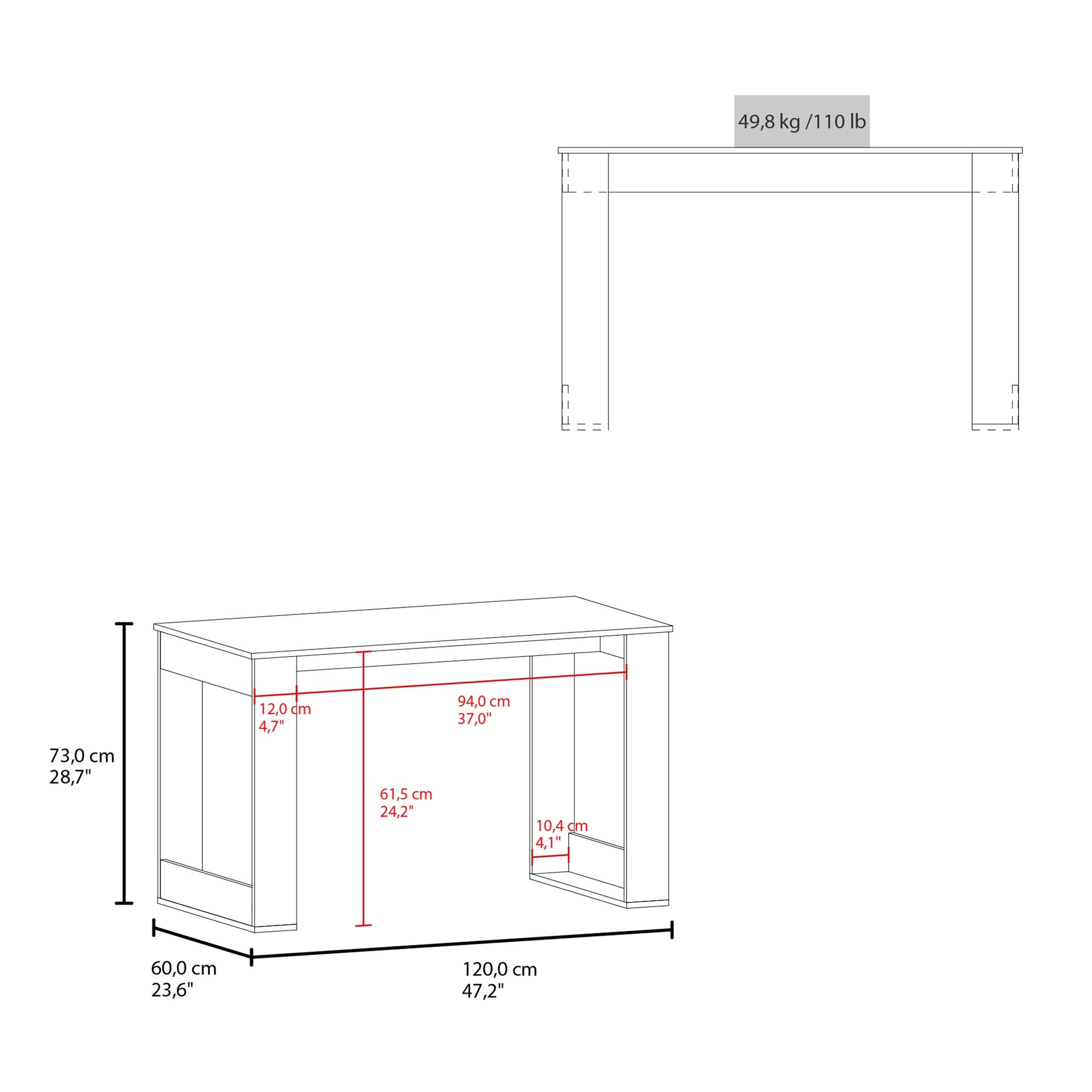 Writing Desk with Ample Workstation and Sturdy Legs