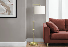 Lighting, 63"h, Floor Lamp, Brass Metal, Ivory / Cream Shade, Contemporary