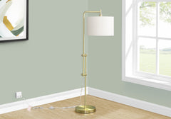 Lighting, 63"h, Floor Lamp, Brass Metal, Ivory / Cream Shade, Contemporary