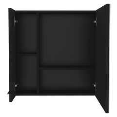 Medicine Double Door Cabinet 23" H,Four Interior Shelves, Black