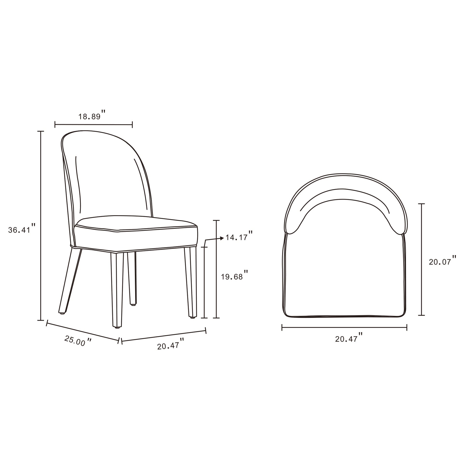 Dining Chair - Set of 2 in Light Gray