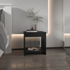 Night Table 16.5"H,  1 spacious Shelf, Black