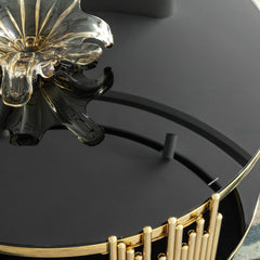 Modern Coffee Table - Double-Layer Tempered Black Glass  & Gold Stainless Steel Frame Living Room Table L 31.5 x W 31.5 x H 17.72 Inches easy assembly