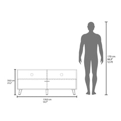Tv Stand, 1 Door, 2 Shelves, Black Wengue