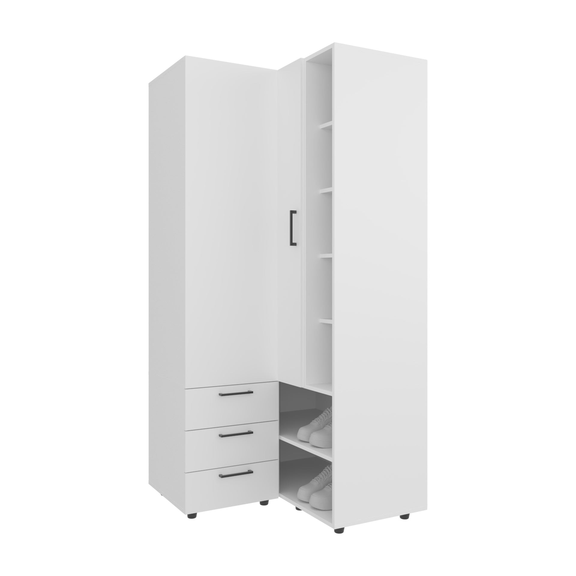 Armoire 70.9" H, 1 Door, 3 Drawers, 7 Shelves, 10 Legs, White - Bedroom