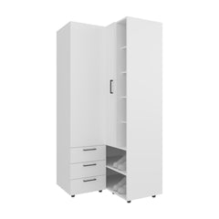 Armoire 70.9" H, 1 Door, 3 Drawers, 7 Shelves, 10 Legs, White - Bedroom