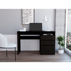 Kenai 3 Drawers Computer Desk, One Shelf, Black