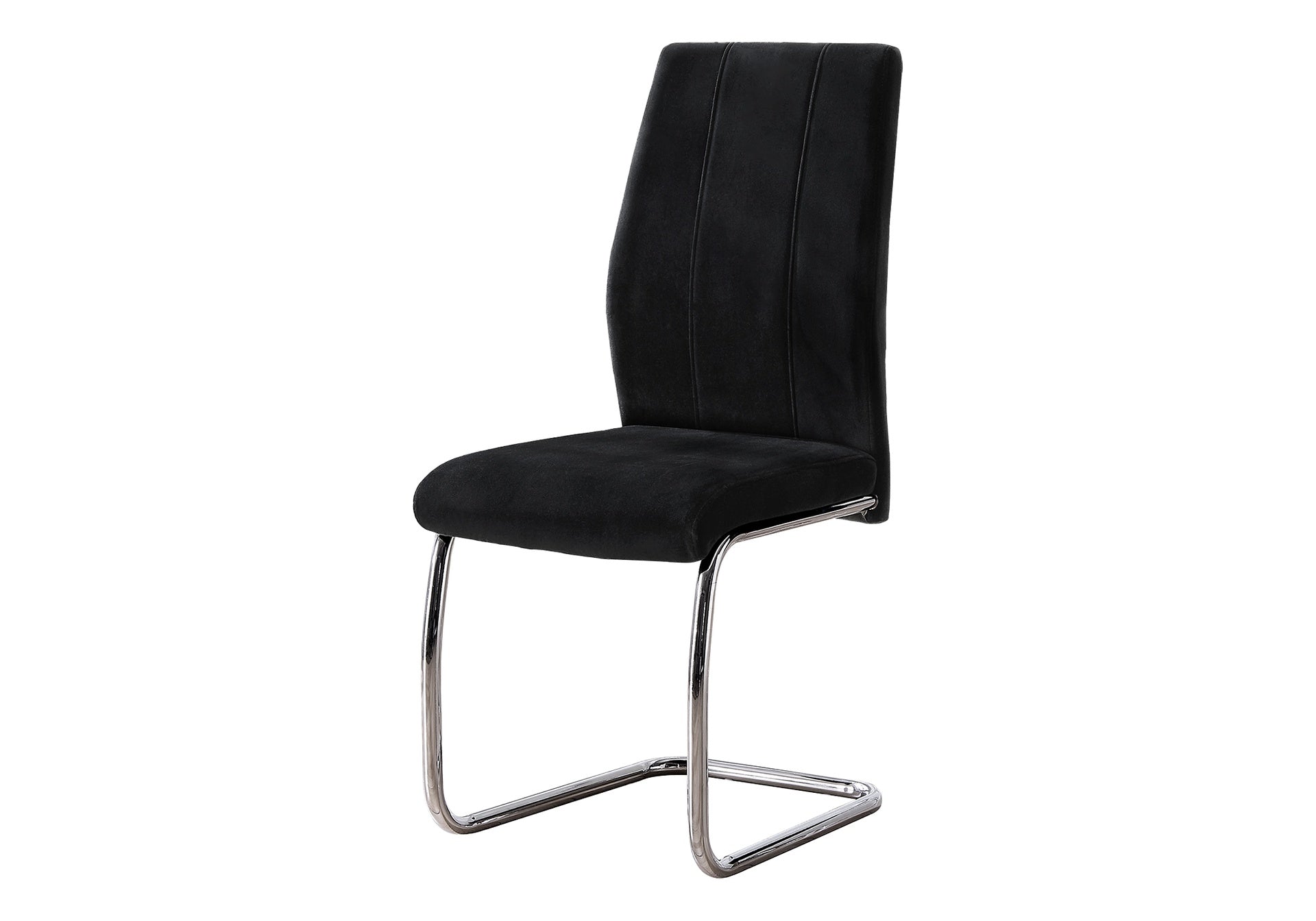 Dining Chair, Set Of 2, Side, Upholstered, Kitchen, Dining Room, 39" Height, Black Velvet, Chrome Metal, Contemporary, Modern