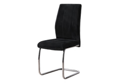 Dining Chair, Set Of 2, Side, Upholstered, Kitchen, Dining Room, 39" Height, Black Velvet, Chrome Metal, Contemporary, Modern
