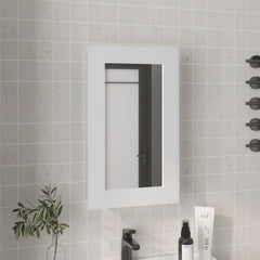 Medicine Cabinet 25.7" H, 1 Door, 3 Shelves, 1 Mirror, White