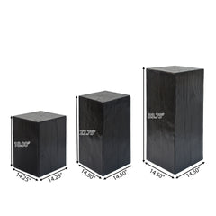 Retro natural style Side Table Set ,Stackable End Tables,Square-Column MGO Side Table for for Living Room, Bedroom, Office, Black Color