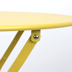 3 Pieces Patio Bistro Balcony Metail Chair Table Set-Yellow