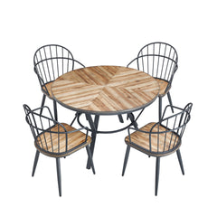 Indoor Dining Set With Metal Legs (Set of 4),Light Birch